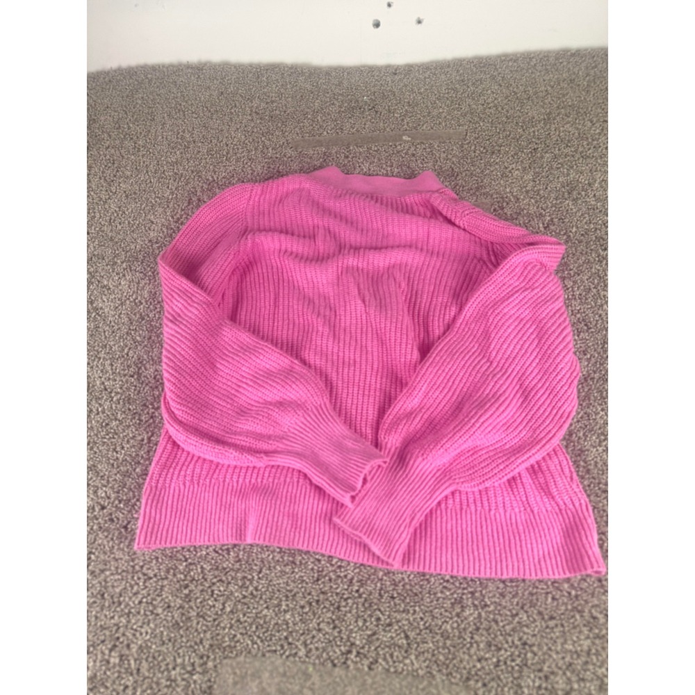 Ann Taylor Factory Cardigan Sweater Women's Pink Knit Button Front Chunky - M